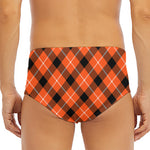 Orange Black And White Plaid Print Men's Triangle Swim Briefs