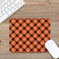 Orange Black And White Plaid Print Mouse Pad