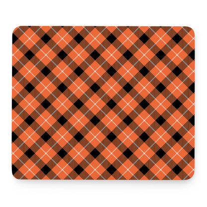 Orange Black And White Plaid Print Mouse Pad