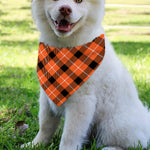 Orange Black And White Plaid Print Over The Collar Dog Bandana