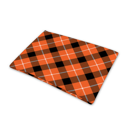 Orange Black And White Plaid Print Pet Cooling Mat Cover