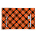 Orange Black And White Plaid Print Placemat