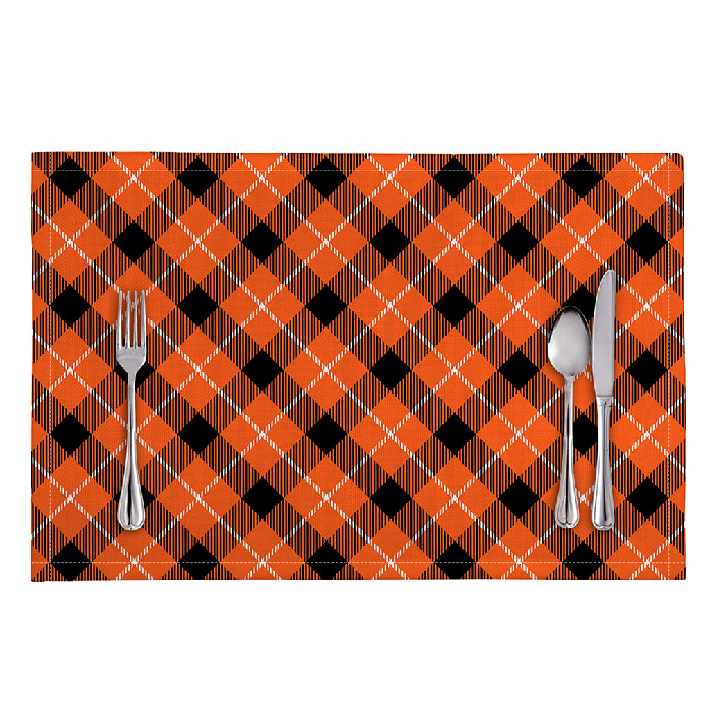 Orange Black And White Plaid Print Placemat