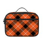 Orange Black And White Plaid Print Portable Lunch Bag