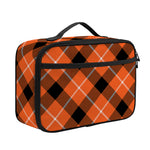 Orange Black And White Plaid Print Portable Lunch Bag