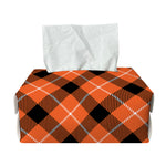 Orange Black And White Plaid Print Rectangle Tissue Box Cover