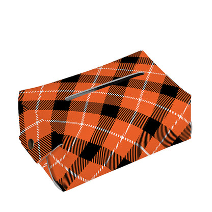 Orange Black And White Plaid Print Rectangle Tissue Box Cover