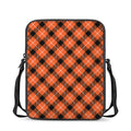 Orange Black And White Plaid Print Rectangular Crossbody Bag