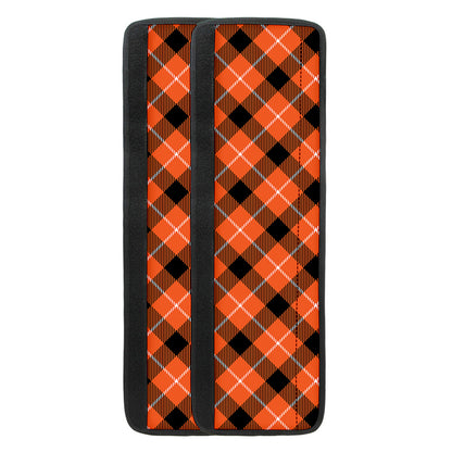 Orange Black And White Plaid Print Refrigerator Handle Covers