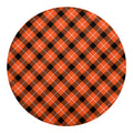 Orange Black And White Plaid Print Round Blanket