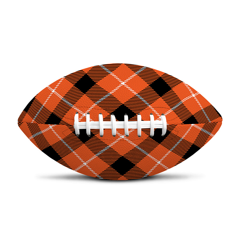 Orange Black And White Plaid Print Rugby Ball