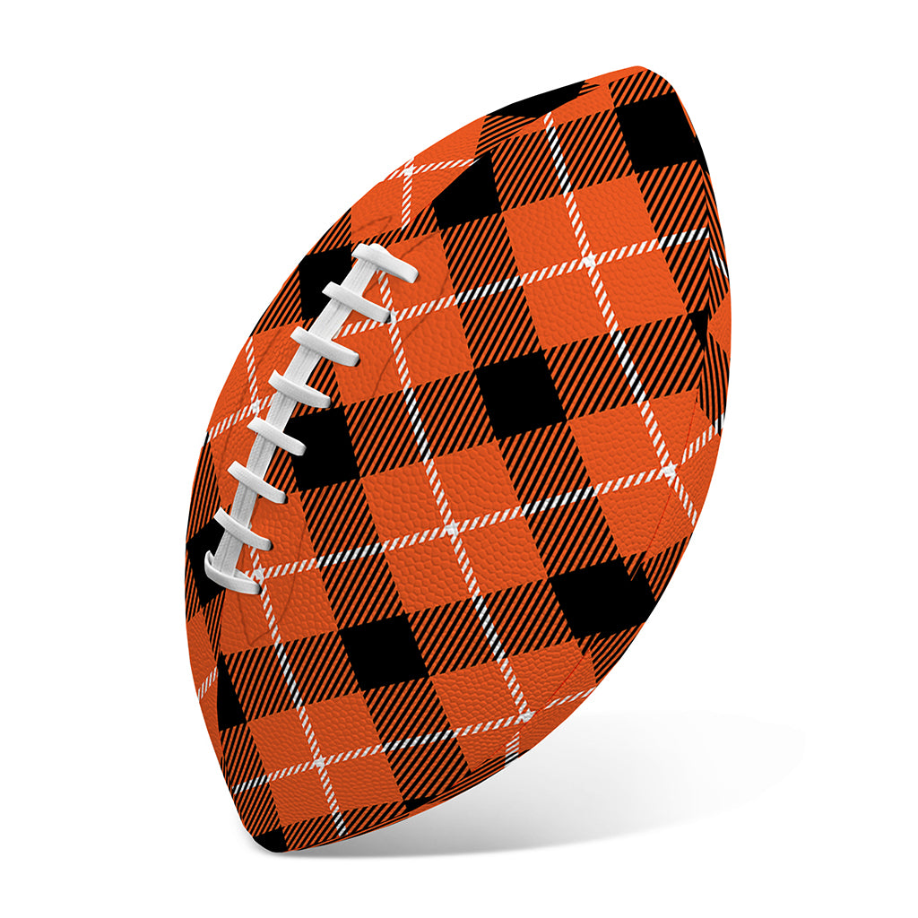Orange Black And White Plaid Print Rugby Ball