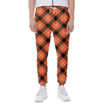 Orange Black And White Plaid Print Scuba Joggers