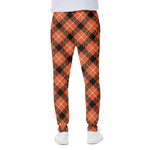 Orange Black And White Plaid Print Scuba Joggers