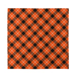 Orange Black And White Plaid Print Silk Bandana