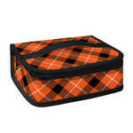 Orange Black And White Plaid Print Small Lunch Bag