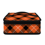 Orange Black And White Plaid Print Small Lunch Bag