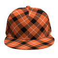 Orange Black And White Plaid Print Snapback Cap