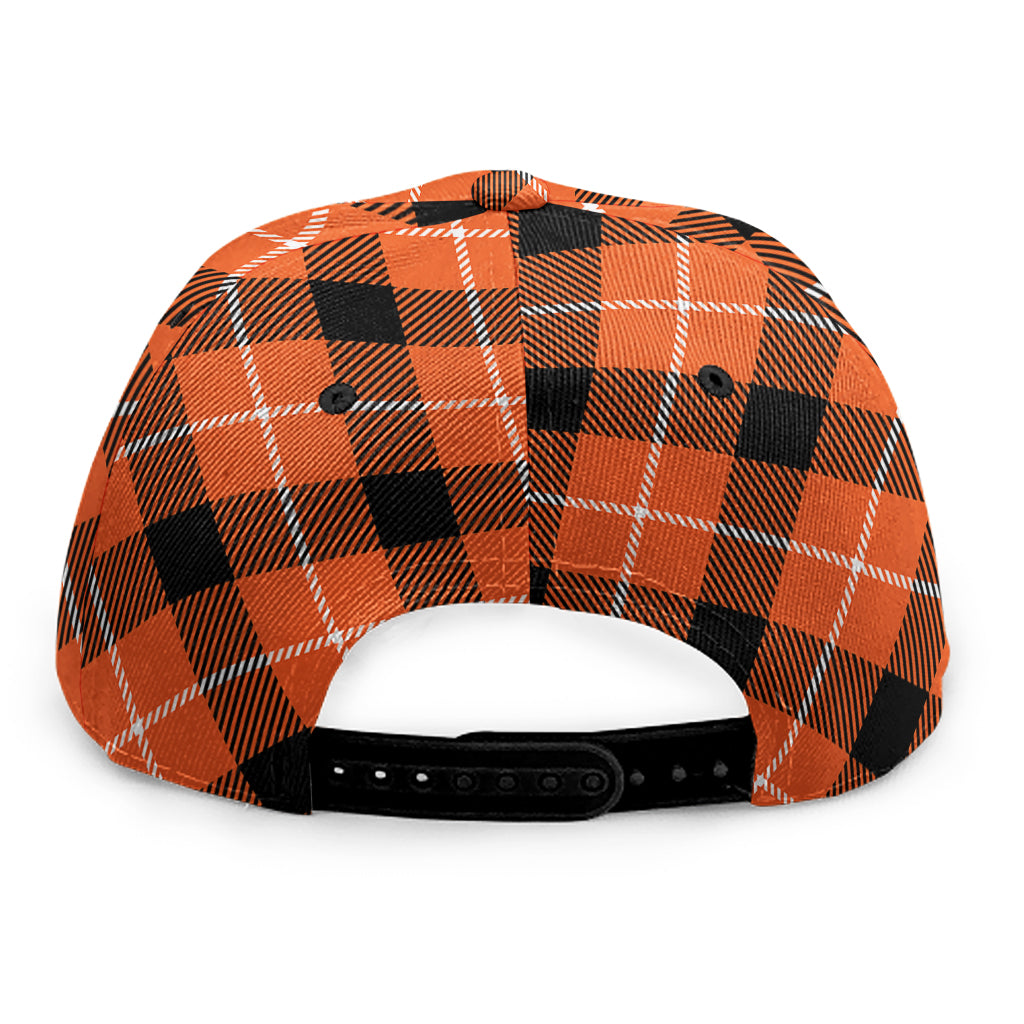 Orange Black And White Plaid Print Snapback Cap