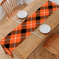 Orange Black And White Plaid Print Table Runner
