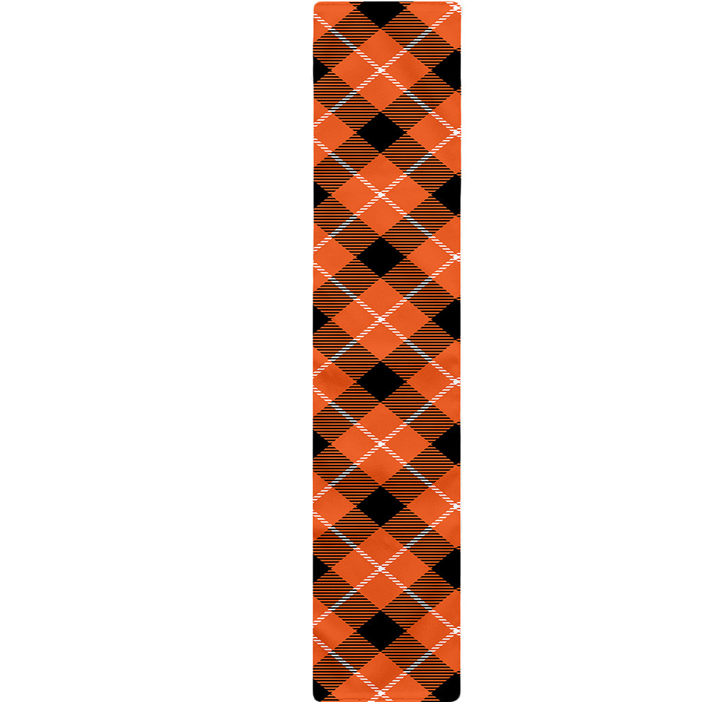Orange Black And White Plaid Print Table Runner