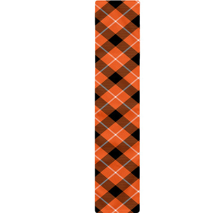 Orange Black And White Plaid Print Table Runner