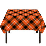 Orange Black And White Plaid Print Tablecloth