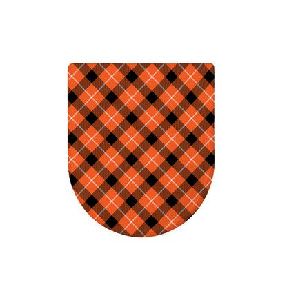Orange Black And White Plaid Print Toilet Lid Cover