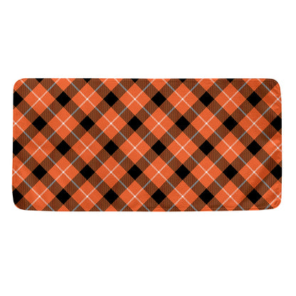 Orange Black And White Plaid Print Towel