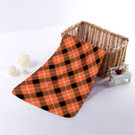Orange Black And White Plaid Print Towel
