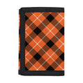 Orange Black And White Plaid Print Trifold Wallet