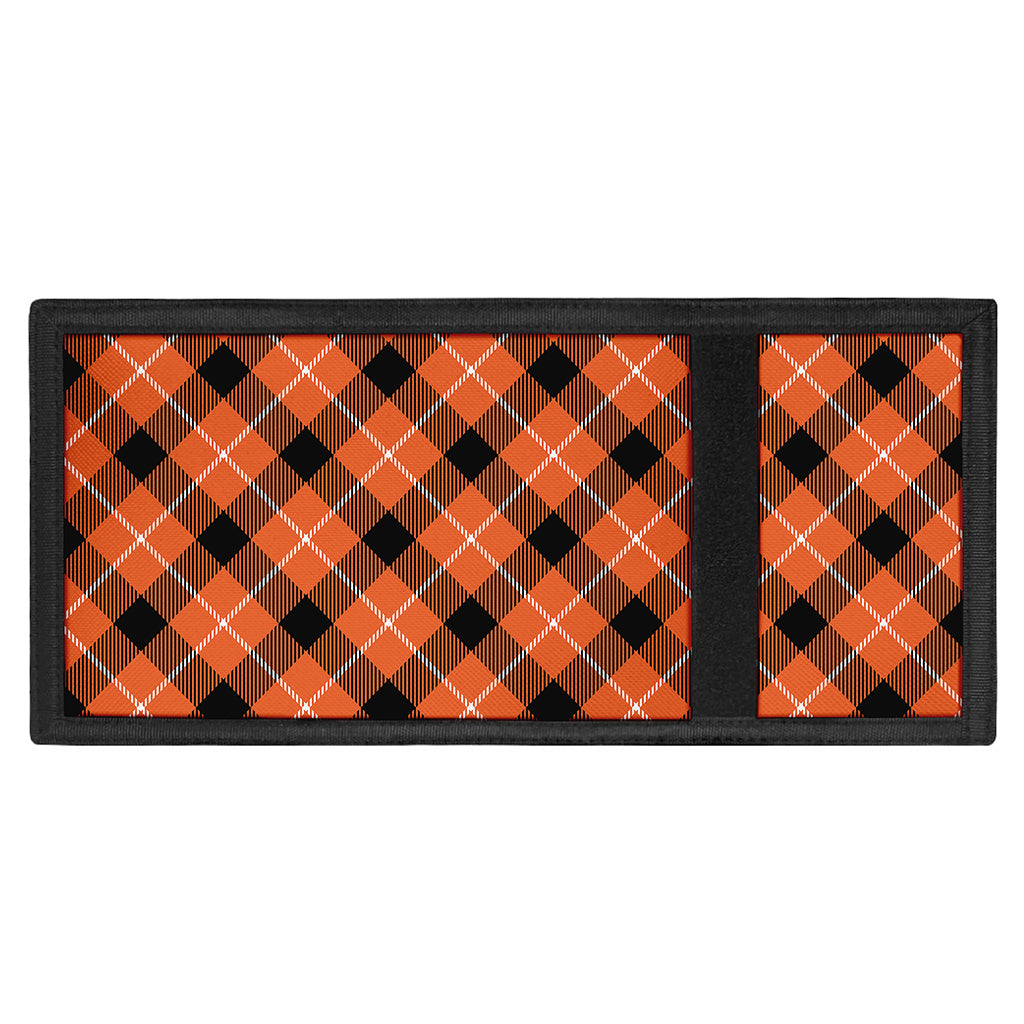 Orange Black And White Plaid Print Trifold Wallet