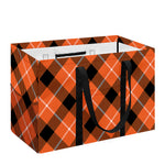 Orange Black And White Plaid Print Utility Tote Bag
