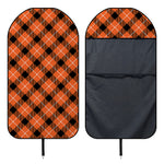 Orange Black And White Plaid Print Waterproof Car Seat Cover
