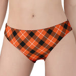 Orange Black And White Plaid Print Women's Panties