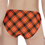 Orange Black And White Plaid Print Women's Panties