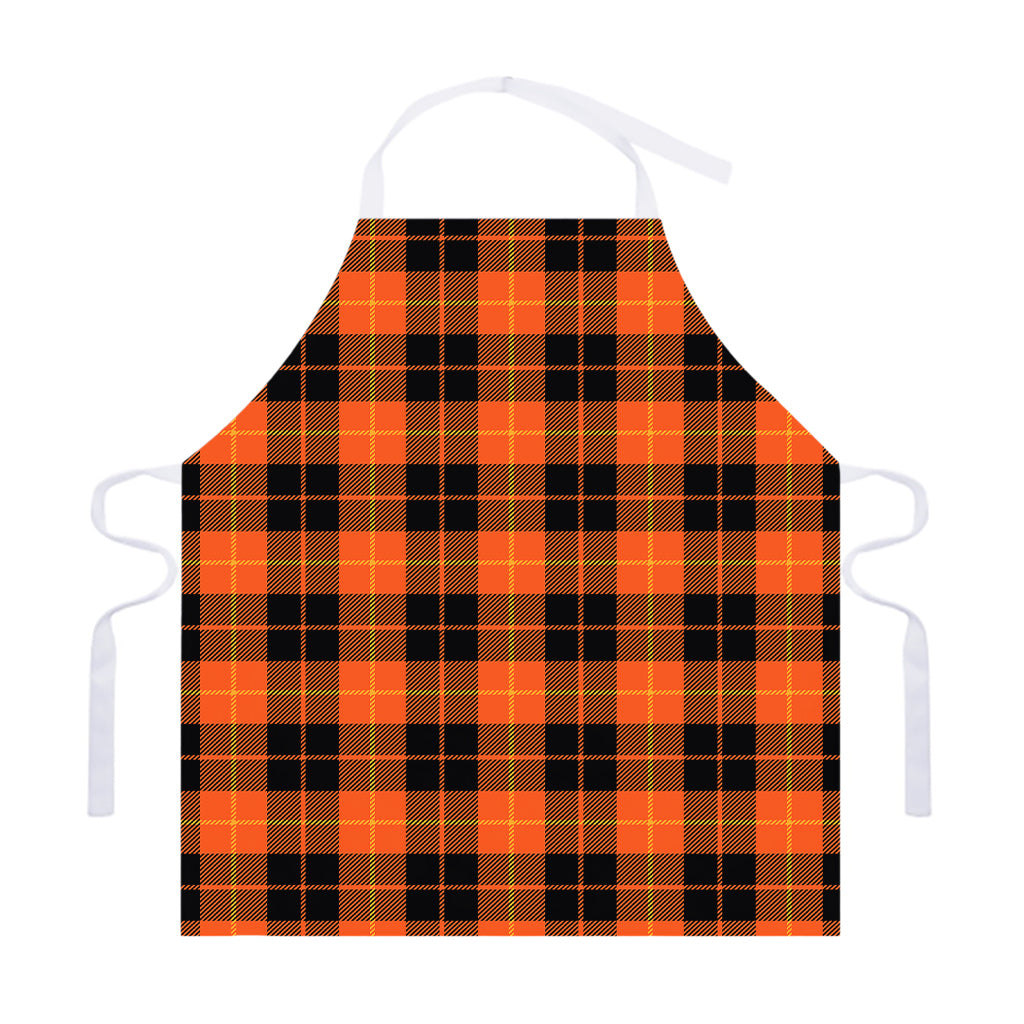 Orange Black And Yellow Tartan Print Adjustable Apron
