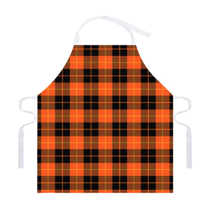 Orange Black And Yellow Tartan Print Adjustable Apron
