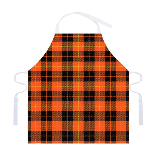 Orange Black And Yellow Tartan Print Adjustable Apron