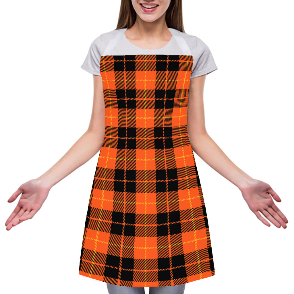Orange Black And Yellow Tartan Print Adjustable Apron