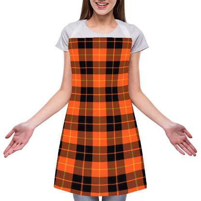 Orange Black And Yellow Tartan Print Adjustable Apron