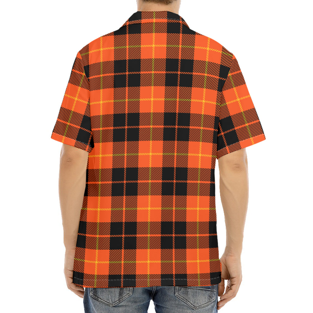 Orange Black And Yellow Tartan Print Aloha Shirt