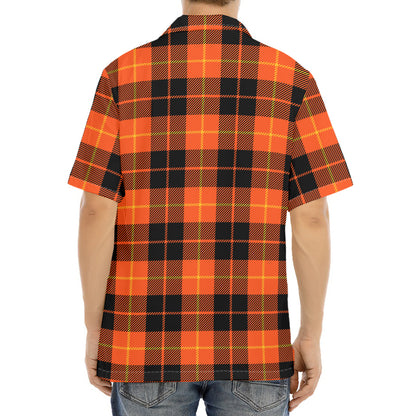 Orange Black And Yellow Tartan Print Aloha Shirt