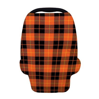 Orange Black And Yellow Tartan Print Baby Seat Cover