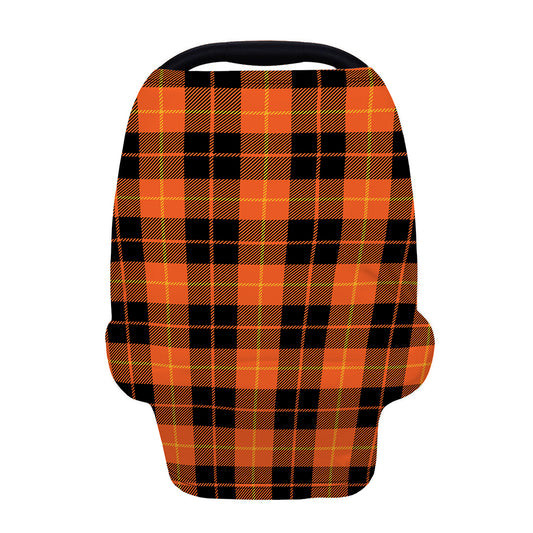 Orange Black And Yellow Tartan Print Baby Seat Cover