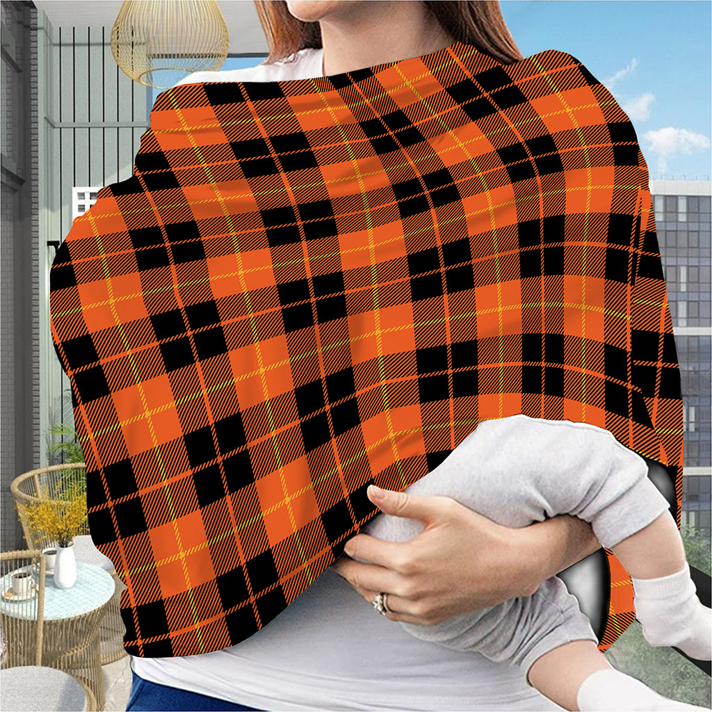 Orange Black And Yellow Tartan Print Baby Seat Cover