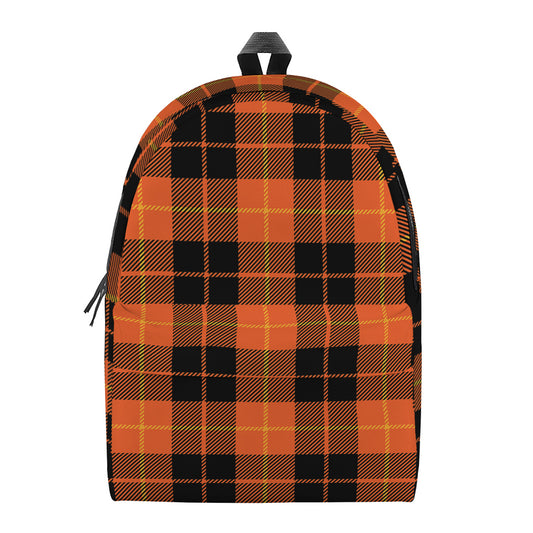 Orange Black And Yellow Tartan Print Backpack