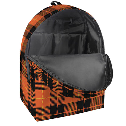 Orange Black And Yellow Tartan Print Backpack