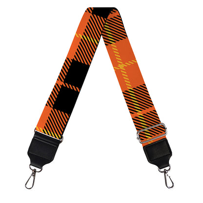 Orange Black And Yellow Tartan Print Bag Strap