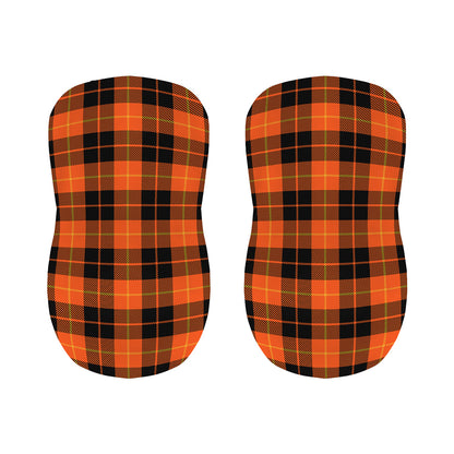 Orange Black And Yellow Tartan Print Bar Stool Covers
